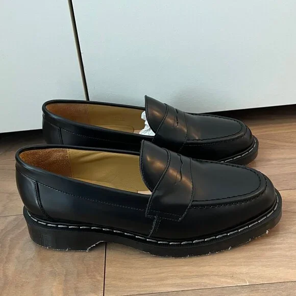 Solovair Black Hi-Shine Penny Loafer - Picture 9 of 11